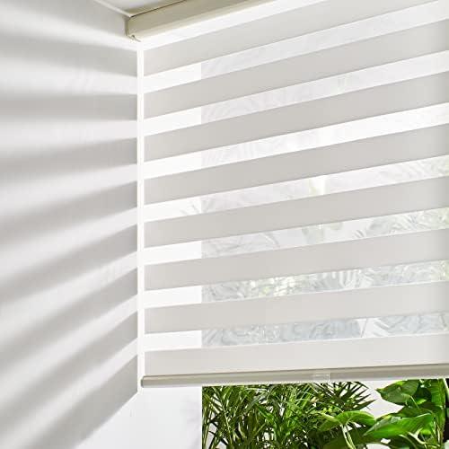 Persilux Cordless Zebra Blinds for Windows (35" W X 72" H, Cream) Free-Stop Dual Layer Roller Windows Shades for Day and Night, Light Filtering Sheer Shades for Home, Easy to Install