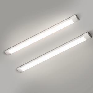 2 Packs 4FT LED Batten Light, Ultra-Thin Slim Ceiling Surface Mounted Light, 40W, 4000K, IP20, LED Ceiling Lamp for Garage, Shop, Hallway, Office, Market, 20cm Cable