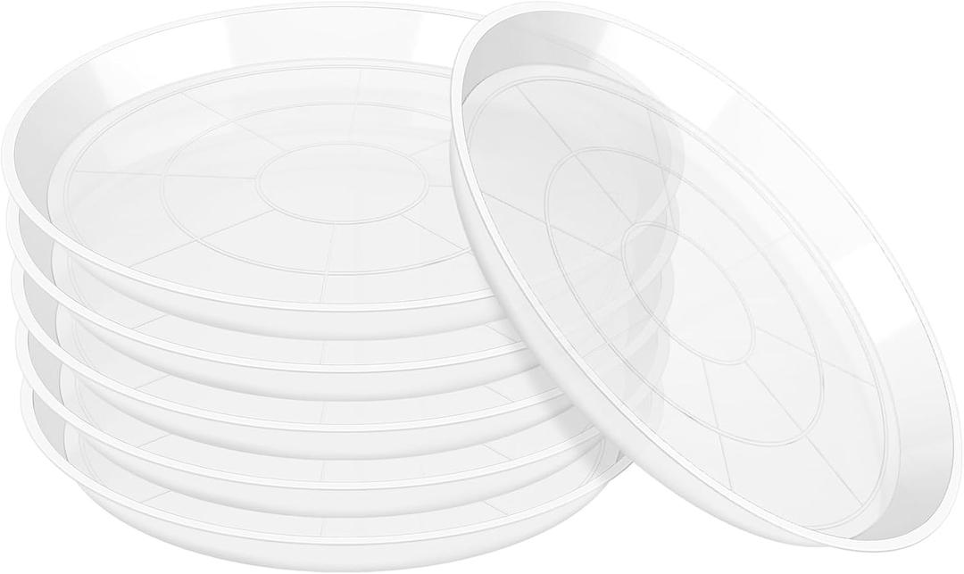 OUPSAUI Plant Saucer Pot Tray, 6 Pack Clear Plant Saucers for Indoors, Large Plastic Dish Saucer Water Drip Tray for Potted Plants Flowers (18 Inches)