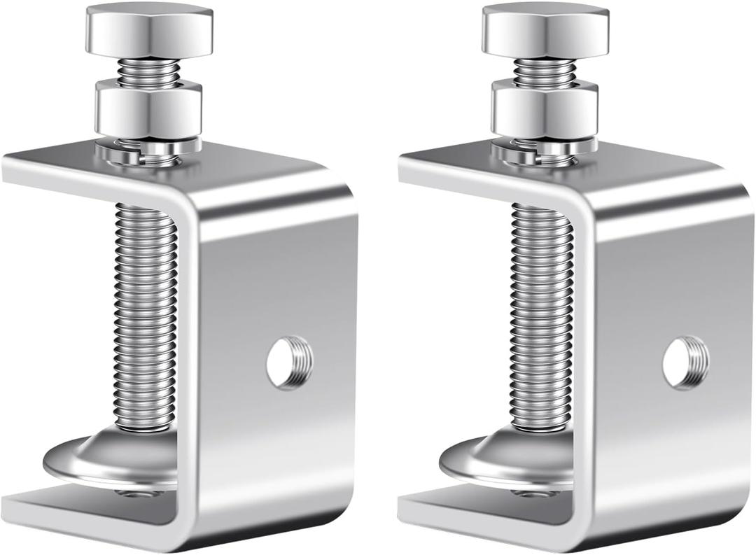 MewuDecor Stainless Steel C Clamps 1.5 Inch for Working, Tiger Clamp Woodworking Clamp Heavy Duty C-clamp With Wide Jaw Openings for Woodworking Mounting Welding, 2 PCS