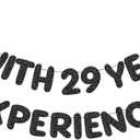 Hahafelt Pre Strung 21 With 29 Years Experience Banner Glitter Happy 50th Birthday Banner Funny Glitter Happy 50th Birthday Decorations for Men Women Anniversary Party (Black)