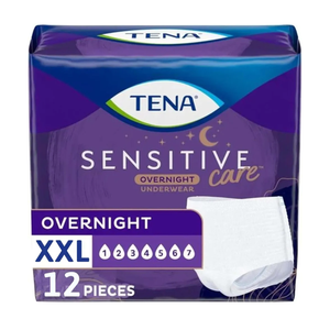TENA Sensitive Care Overnight Incontinence Underwear for Women, XXL, 12 Count (Waist size 47in to 66in)