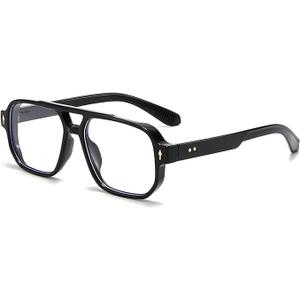 PORADAY Blue Light Blocking Glasses for Women Men 70s Retro Square Aviator Eyeglasses Rectangle Computer Eyewear