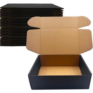 24 Pack 9x6x3 inch Black Shipping Boxes Cardboard Packaging Boxes for Mailing Shipping Corrugated Cardboard Boxes for Packaging Small Business Craft Flat Shipping Boxes Empty Gifts Giving Products