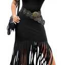 BEAUDRM Women's Plus Size Boho Tassel Tank Dress Western Cowgirl Fringe Scoop Neck Sleeveless Vacation Dresses XL