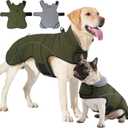 HEYWEAN Dog Winter Coat - Waterproof Windproof Reflective Vest for Medium & Large Breeds Adjustable Warm FleeceLined Jacket with Magic Tape & D-Ring for Leash Cold Weather Apparel (Green, Large)