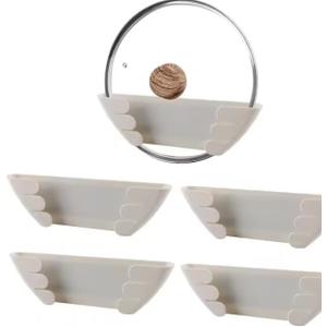 Pot Lid Organizer, BPA Free Plastic, 6-13 in Sizes, White/Black, Set of 5 (White)