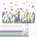 Fulmoon 50 Pcs Lavender Placemats Set 12'' x 16'' Easter Flower Paper Place Mats Decorative Tulip Flower Butterfly Placemats for Summer Spring Dining Table Decor(Lavender Tulip)