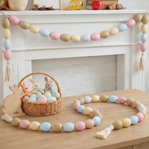 Oudain 7.9 FT Easter Egg Garland Kit Easter Hanging Ornament Colorful Egg Bunting Banner Tree Decorations for Indoor Outdoor Home Wall Fireplace Stairs (Dark Morandi)