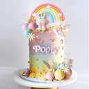 37 PCS Unicorn Cake Topper, Unicorn Rainbow Cake Decorations with Rainbow Stars Unicorn Balls Happy Birthday Cake Decorations for Boys Girls Kids Birthday (Style 4)