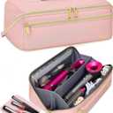 Mancro Hot Hair Tools Travel Bag with Separate Heat Resistant Mat, Large Capacity Wide-open Pouch, Hair Accessories Organizer for Flat Irons, Straighteners, Curling Iron,Travel Essentials for Women, Pink
