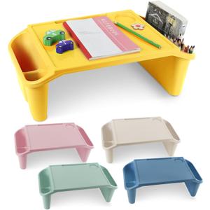 gisgfim 5 Pcs Kids Lap Desk Tray Bulk 19.7x9.6x7.1in Portable Lap Desk Kids with Storage Space Kid Lap Tray with Side Pockets Plastic Lap Bed Table for Classroom Home Car Activity Eating
