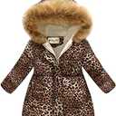 Miss Bei Girl's Winter Coat Jacket Hooded Kids Toddler Flower Print Parka Outwear Warm Cotton Puffer Hooded Jacket 140