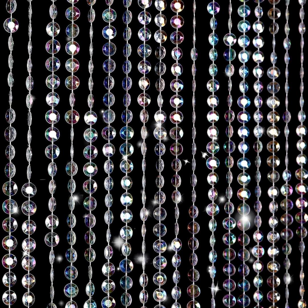 Boshen 3FTx6.5FT 45Strands Crystal Beaded Curtain Door Beads Clear Acrylic Beads Hanging Room Divider Crystal Iridescent Diamond Cut Curtain Doorway Curtain for Room Doorway Divider Party Decor