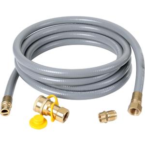 ATKKE 1/2 inch ID Natural Gas Grill Hose with Quick Connect Fittings, Low Pressure LPG Hose for Weber, Char-broil, Pizza Oven, Patio Heater and More Appliances, 12 Feet, Gray
