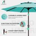 JEAREY 9' 2-Tiers Patio Umbrellas Outdoor Table Market Umbrella w/Push Button Tilt/Crank, 8 Sturdy Ribs, UV Protection Waterproof Sunproof(Teal)