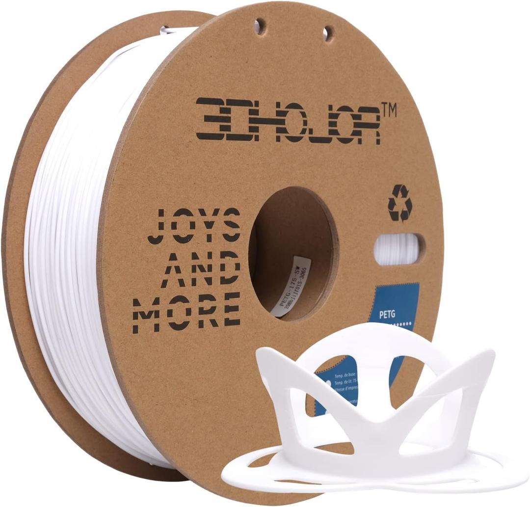 PETG Filament 1.75mm White, 3D Printing Filament 1kg Spool(2.2lbs), 3D Filament 1.75mm Dimensional Accuracy +/- 0.03mm Non Tangling Non Clogging Non Stringing, Print with Most 3D Printers