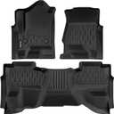 Floor Mats Compatible with Chevrolet Silverado & GMC Sierra 1500 Double Cab 2014-2018, All Weather TPE Floor Liners, Custom Fit Car mats, 1st & 2nd Row, Black