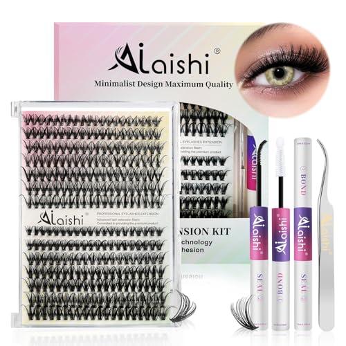 Lash Clusters Kit, DIY Cluster Eyelash Extensions 9‑16mm, 30D+40D, 280pcs Fluffy D Curl Natural Lashes with Lash Bond and Seal, Tweezers–Waterproof Fake Cat Eye Wispy Individual Clusters(16MIX1-1-S)