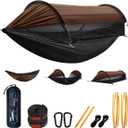 Camping Hammock Tent with Mosquito Net and Sunshade, Extra Large for 2 Person, Lightweight Hanging Hammocks Tree Straps, Bivvy Ground Tent for Outside, Hiking, and Travel
