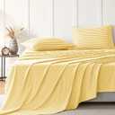 JELLYMONI Striped Sheets Set Queen Size, 4 Pieces 100% Cotton Bed Sheets - 16" Deep Pockets Fitted Flat Sheet & Pillowcase Bedding Set, Ultra-Soft, Machine Washable