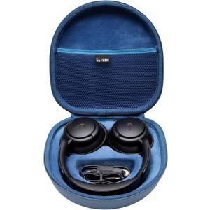 LTGEM Hard Case for Anker Soundcore Space Q45 / Q35 / One Pro and Soundcore Anker Life Q30 / Q20 / Q20i Adaptive Noise Cancelling Headphones - Protective Carrying Storage Bag (Navy Blue)
