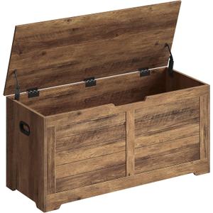 VASAGLE Storage Chest, Storage Bench with 2 Safety Hinges, Farmhouse Style, 15.7 x 39.4 x 18.3 Inches, for Entryway, Bedroom, Living Room, Honey Brown ULSB061K01