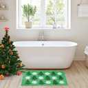 JarThenaAMCS Christmas Bathroom Rug 19.7 x 31.5 Inch Green Tree White Snowflake Absorbent Non Slip Shower Rug Front Mat for Xmas Winter Holiday Home Decoration