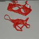Lilosy Sexy Underwire Floral Lace Sheer Lingerie Set for Women See Through Bra and Panty 2 Piece (Large, Red)