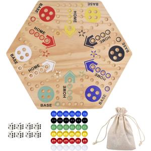 Original Marble Game Wahoo Board Game 24-Inch Double Side Painted Wooden Fast Track Board Game for 6 Player and 4 Player, 6 Colors 36 Glass Marbles 8 Dice for Family Game Night, Friends Party Original Marble Game Wahoo Board Game 24-Inch Double Side Painted Wooden Fast Track Board Game for 6 Player and 4 Player, 6 Colors 36 Glass Marbles 8 Dice for Family Game Night, Friends Party