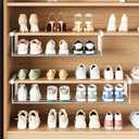 Expandable Shoe Rack Organizer - Adjustable Shoe Rack & Under Cabinet Shelf - for Shoe or Clothing Storage and Organization, Under Shelf Storage (Stainless,1Pcs)