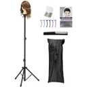 Auroras Mannequin Head Stand, Wig Stand Tripod, Adjustable Wig Head Stand with Carrying Bag, Wig Tripod for Cosmetology Hairdressing Training (Mannequin Head Not Included) (Black)