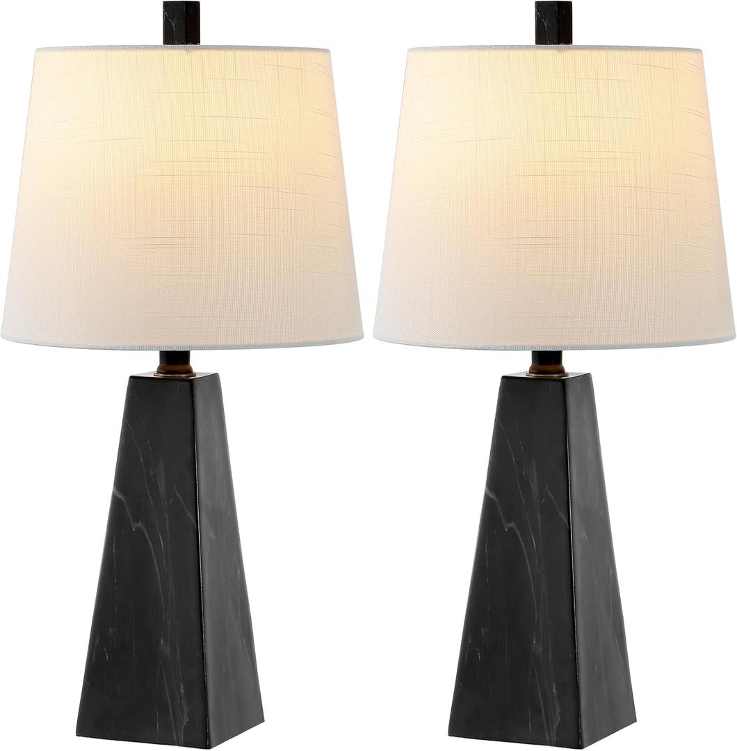 JONATHAN Y JYL1037D-SET2 Owen 20.5" Resin LED Table Lamp Contemporary, Office, Living Room, Family Room, Dining Room, Bedroom, Hallway, Foyer, Black Marble Finish (Set of 2)