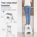 Vigar Compact Step Stool Foldable, 16-inch Two-Step Stools for Adults up to 330 Pound, Lightweight Stool, Non-Slip Folding Step Stool, Gray