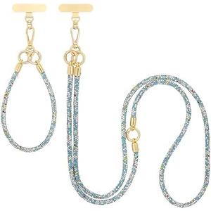 ABJFJE Crystal Phone Lanyard Crossbody & Wrist Strap Phone Strap Crossbody & Wrist Lanyard Anti Theft Phone Strap for Women