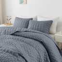 WDCOZY Blue Quilts Queen Size Bedding Sets with 2 Pillow Shams, Lightweight Soft Bedspread Coverlet, Quilted Blanket Thin Comforter Bed Cover for All Season, 3 Pieces, 90x90 inches 