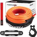 FIERYRED Synthetic Winch Rope 3/8 Inch 100FT - 26500Ibs Winch Line Cable Rope with Winch Hook Fairleads for 4WD Off Road Vehicle ATV UTV SUV SUV Trucks (Orange)