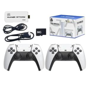 4K TV Game Stick M15 Built-in 3/40000+ Retro Games 64GB Console with Wireless Gamepads, Supports 23+ Simulators for HD TV Gaming - 64GB-40000-games