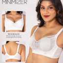Wireless Minimizer Bras for Women Plus Size Lace Bralettes | No Underwire, Lightly Padded, Petal Pad, V Neck, Comfort Everyday Wear, Wirefree Supportive Bras for Large Bust, Size 36C-46G (White)
