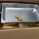 ROVSUN 9QT Chafing Dishes for Buffet, Roll Top Chafing Dish Buffet Set, Stainless Steel Buffet Warmer Chafers and Buffet Warmers Sets with Glass Window for Catering Events Parties Weddings, Gold