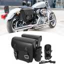 Motoforti Pair Motorcycle Saddlebag Side Tool Bags Cycling Luggage Bag Waterproof Faux Leather, 36x29x12cm