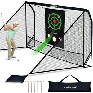 Golf Practice Hitting Net for Driving Real Balls - 10x7ft Heavy Duty Golf Nets for Backyard with Hitting Target Indoor & Outdoor Driving Range Practice, Portable with Carry Bag