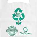200 Count - Biodegradable & Reusable T-Shirt Shopping Bags with Handles  Extra Heavy Duty 57 Micron (2.25 mil) White Colour, Retail, Food Trucks & Restaurant Bags, 11.5" x 6.5" x 21" Eco Friendly