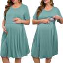 JollieLovin Women's Plus Size Maternity Dress Labor and Delivery Gown Summer Nursing Nightgowns Sleepwear(2X)