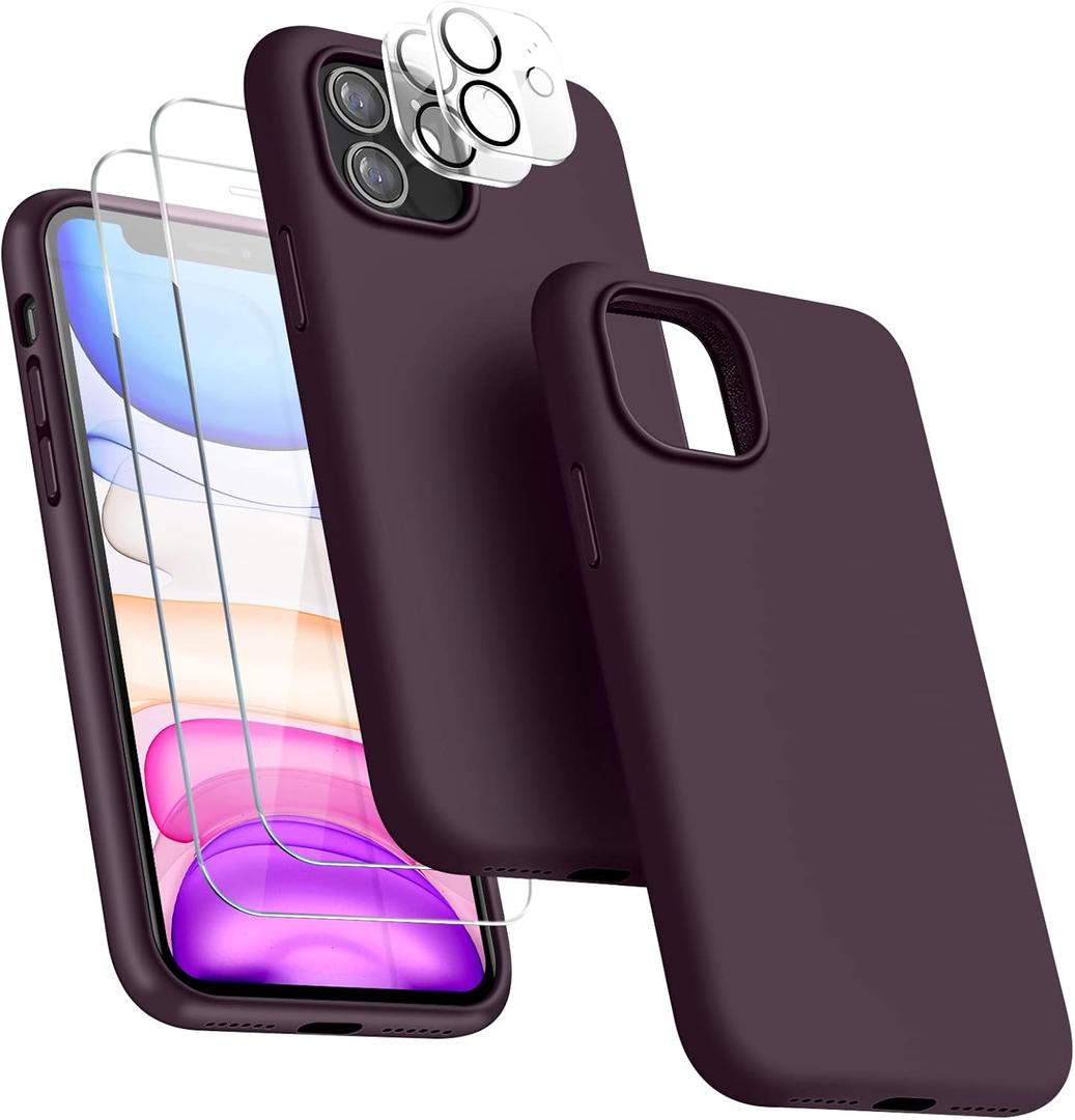 2 x for Purple iPhone 11 Case with Screen Protector,Purple Silicone Phone Case for iPhone 11 i Phone 11 Cases with Camera Cover,Slim Funda para Covers iPhone11 Phone Case for Women.(Dark Purple)