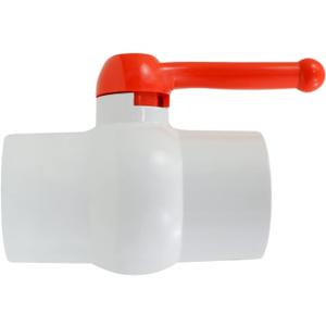Midline Valve PVC Ball Valve Red T-Handle Water Shut-Off 6 in. Solvent Connections White Plastic (482T600)