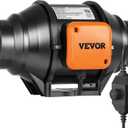 VEVOR Inline Duct Fan, 4-Inch 200 CFM with Variable Speed Controller, Quiet AC-Motor Ventilation Exhaust Fan for Cooling Booster, Grow Tents, Hydroponics