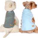 KYEESE 2Pack Dog Sweater Warm Pet Coats Pullover Dog Sweaters for Dogs Male Stretchy Pets Clothes Soft Pet Sweatshirt Turtleneck Dogs Clothes (X-Large (19-27lbs), 6# Stripe+blue)