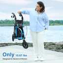 WALK MATE 3 Wheel Rollator Walker with Seat for Slim Seniors, Padded Backrest Lightweight Foldable Travel Walker Ideal for Elderly, 8 Inch Tri-Wheel Modern Mobility Walking Aid Aluminum, Blue