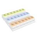 EZY DOSE Weekly (7-Day) Pill Case, Daily Medicine Planner, Vitamin Organizer Container, Large Push Button Compartments, Easy to Use, 3 Times a Day, Spring Open Design, Pastel Rainbow Lids, BPA Free